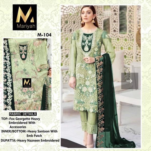 Mariyah Designer 104 To 106 Georgette Embroidery Festive Wear Salwar Kameez